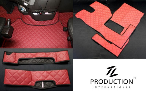 Tunnelmatte, Fußmatten, Sitzsockel passend für Volvo FH4 bordeaux drehbar